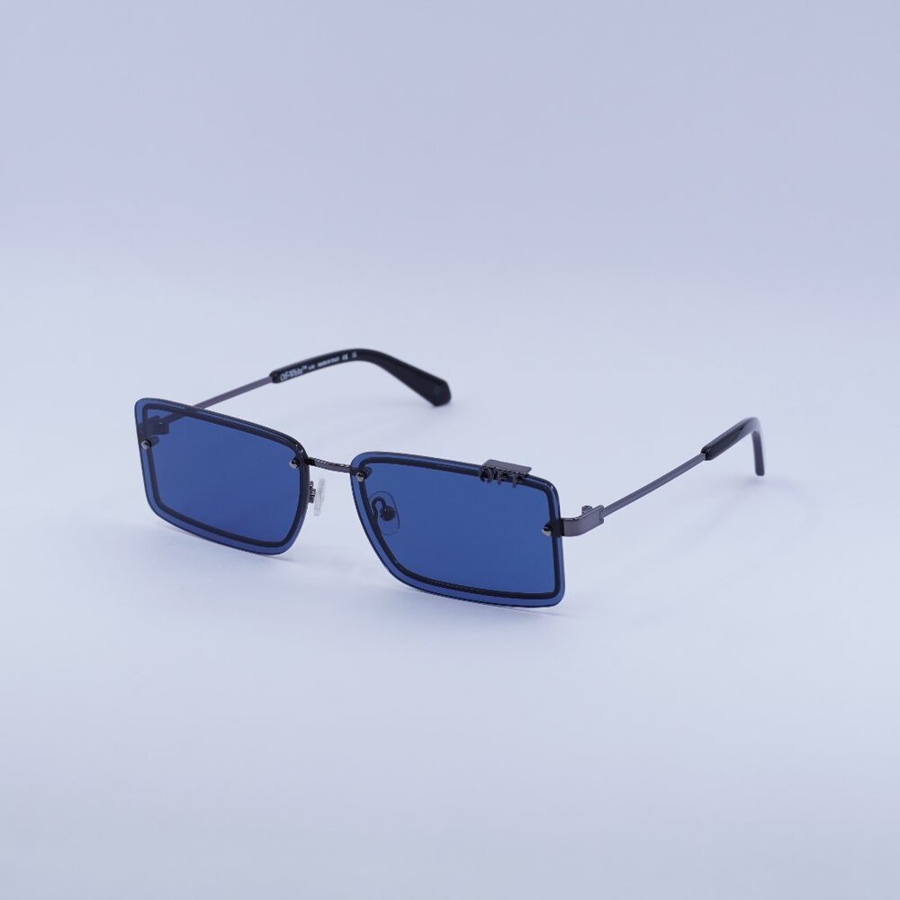 Off-White OERI13N TAMPA 7745 Sunglasses Gunmetal Rectangle Frame, Blue Lenses